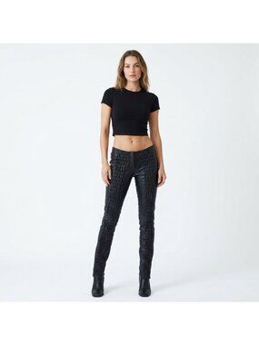 DDCLab Black Leather Slim Fit Pants Size 28 Avant Garde Techwear Streetwear Moto